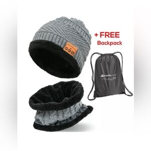 Bluetooth Wireless Hat with Headphones Music Beanie With Scarf Set Women and Men